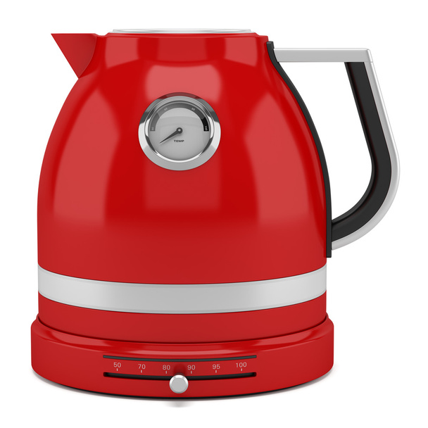 Czerwony czajnik elektryczny izolowany na białym tle - Zdjęcie, obraz