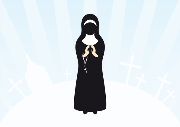 Illustration einer betenden Nonne - Vektor, Bild