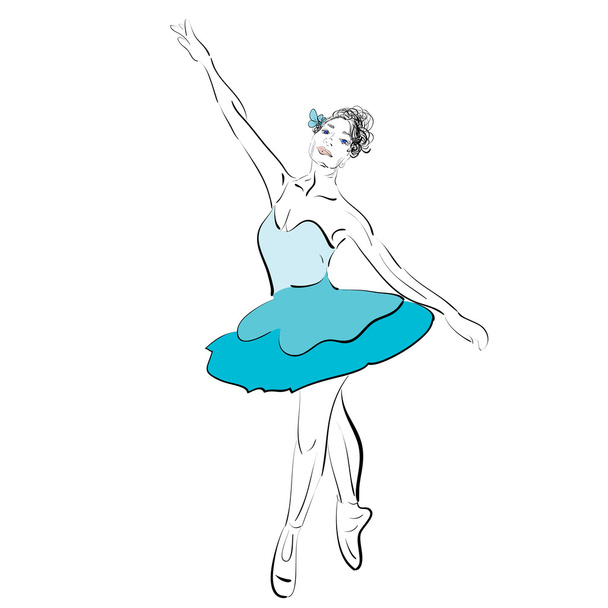 silhoette di una ballerina in un vestito azzurro
 - Vettoriali, immagini