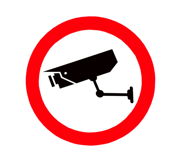 Il segno del segnale di videosorveglianza isolato su sfondo bianco
 - Foto, immagini