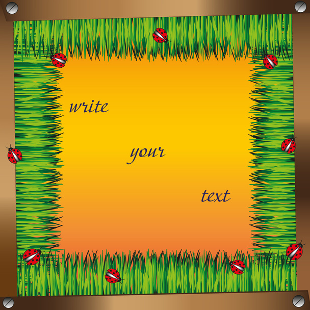 Ladybug Frame of grass - Vector, Image