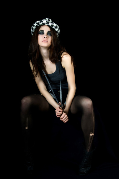 Portrait of the beautiful girl in a hat - grunge style - Fotografie, Obrázek