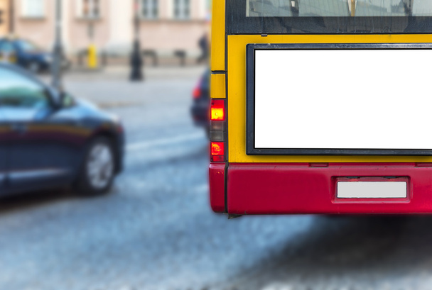 Blank billboard on back of a bus for your advertising - Φωτογραφία, εικόνα