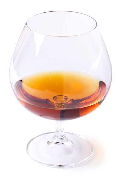Glass with cognac on white background  - Fotoğraf, Görsel
