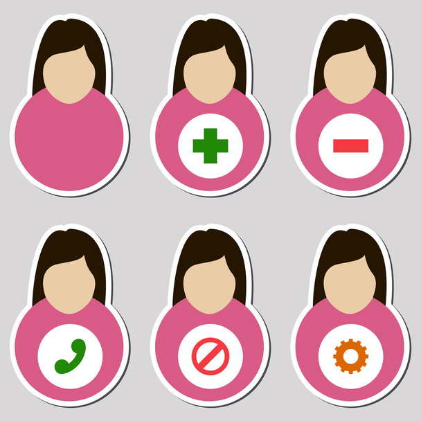 Set of female user icons - Vector, Image