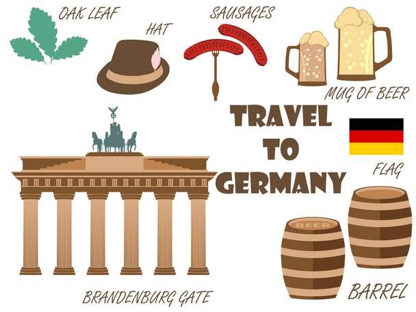 Bienvenido a Alemania. Símbolos de Alemania. Turismo y aventura
. - Vector, imagen