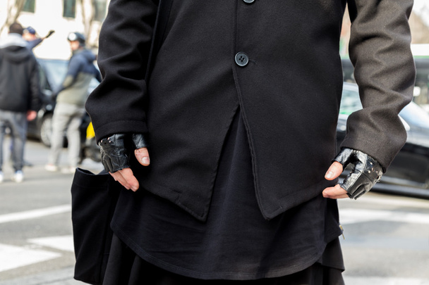 Detail of a man at Milan Men's Fashion Week 2016 - Zdjęcie, obraz