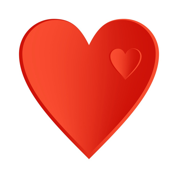 Iso punainen sydän pieni sydän oikealla puolella suuri sydän valkoisella pohjalla
 - Vektori, kuva