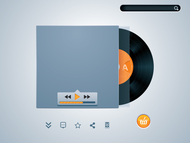vector vinyl schijf in envelop muziek speler sjabloon - Vector, afbeelding