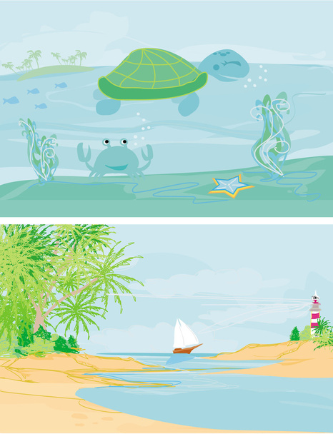  illustration of summer holidays banner set - 写真・画像