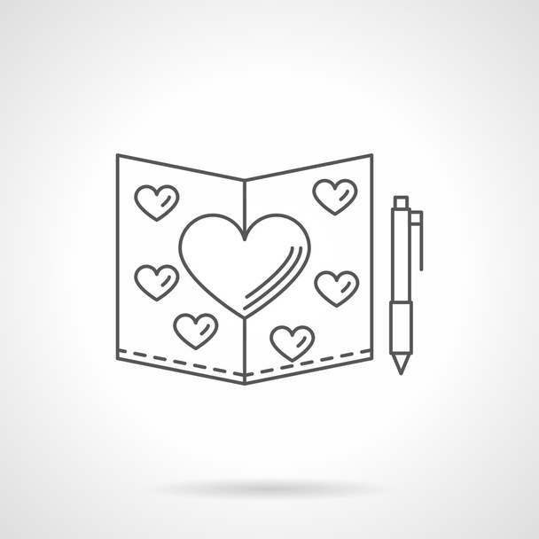 Valentines Day card flat line vector icon - Vector, Image