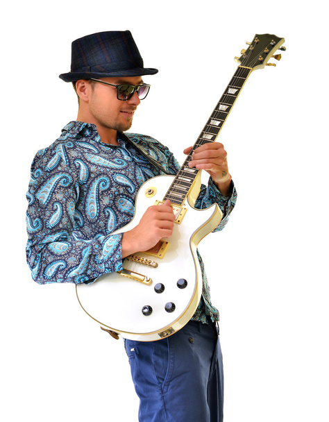 Guitarist teacher isolated on white background - Φωτογραφία, εικόνα