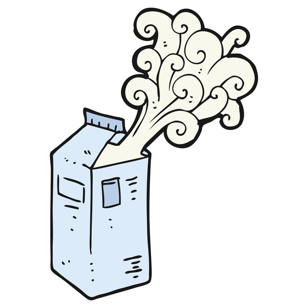 cartón de leche de dibujos animados explotando
 - Vector, Imagen
