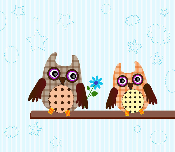 Funny little owls - Wektor, obraz