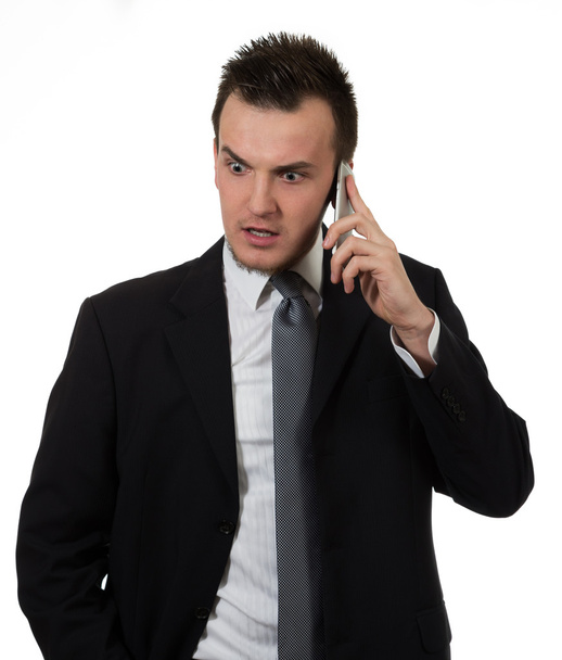 joven hombre de negocios sosteniendo teléfono
  - Foto, Imagen
