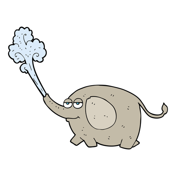desenho animado elefante esguichando água
 - Vetor, Imagem