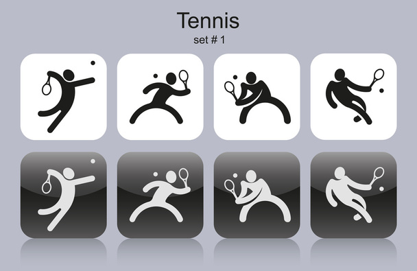 zestaw ikon tenis - Wektor, obraz