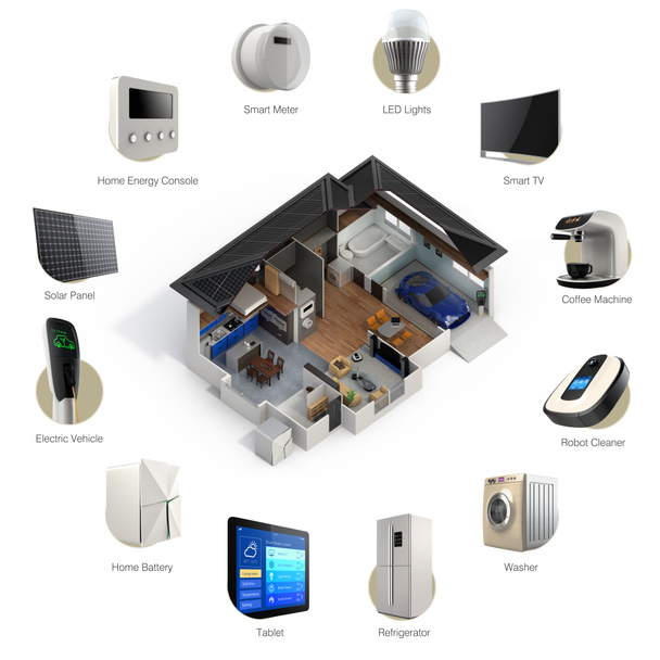 intelligens otthon automatizálás-technológia 3D infographics. - Fotó, kép