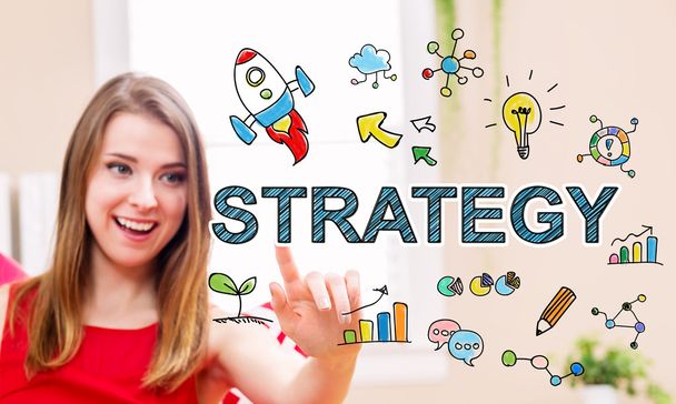 Strategy concept with young woman - Foto, Imagem