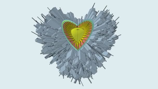 Globe εννοιολογική μικρογραφία της πόλης σε σχήμα καρδιά Animation - Πλάνα, βίντεο