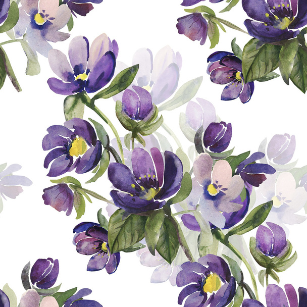 Watercolor illustration of flowers pattern - Foto, afbeelding