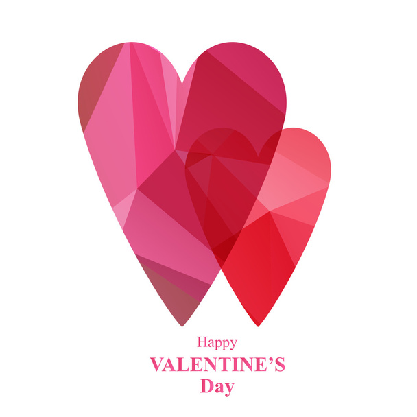 two pink polygonal hearts - Vector, Image