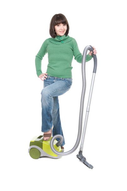 Woman with vacuum - Foto, Bild