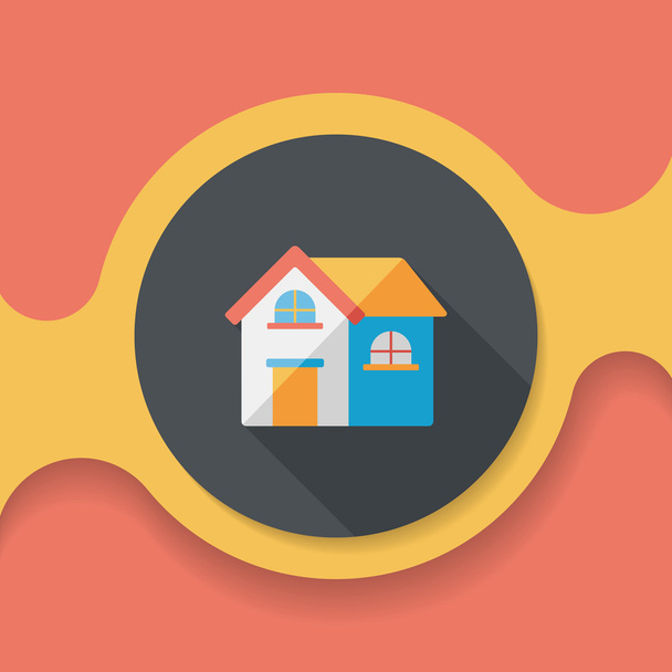 Building house flat icon with long shadow,eps10 - Wektor, obraz