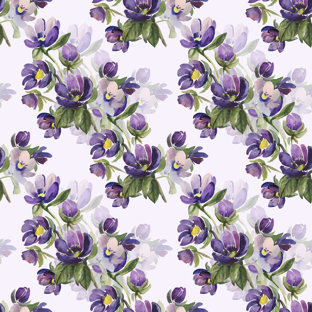 Watercolor illustration of flowers pattern - Photo, Image