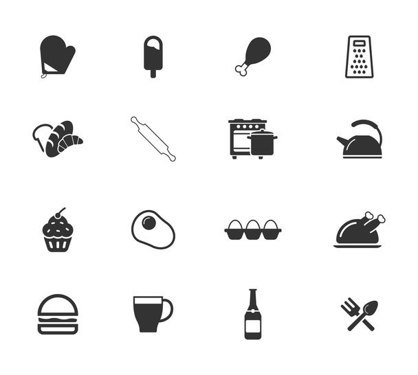 Food and kitchen simply icons - Vetor, Imagem