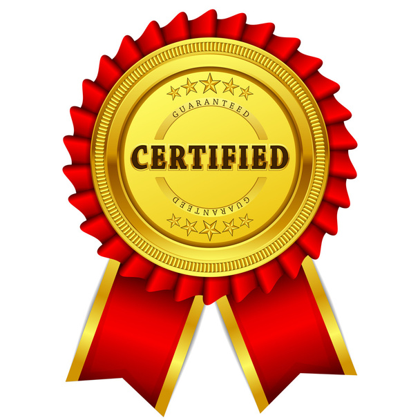Icona vettoriale con sigillo rosso garantito certificato
 - Vettoriali, immagini