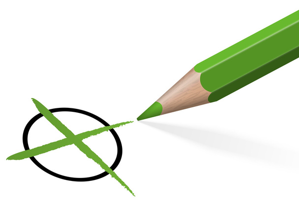 potlood met groene Kruis - Vector, afbeelding