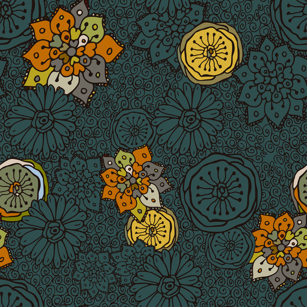Abstract flowers seamless pattern. Colorful vector background - Vektör, Görsel