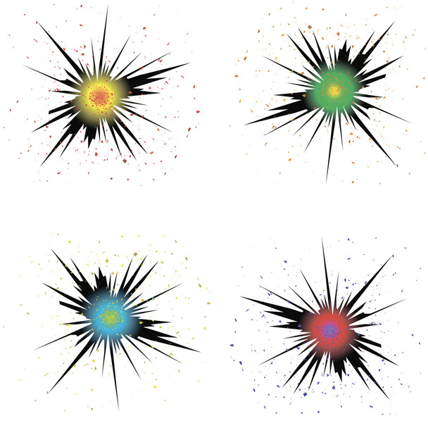 粒子と漫画の爆発の効果 - ベクター画像