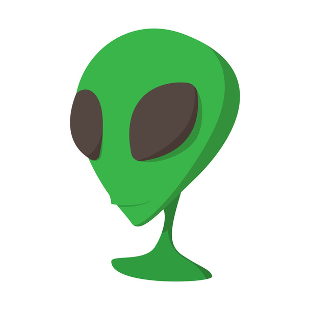 Alien green head cartoon icon - Vector, Image