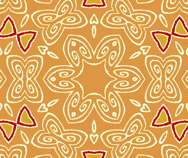 Seamless floral pattern orange white red - Fotoğraf, Görsel