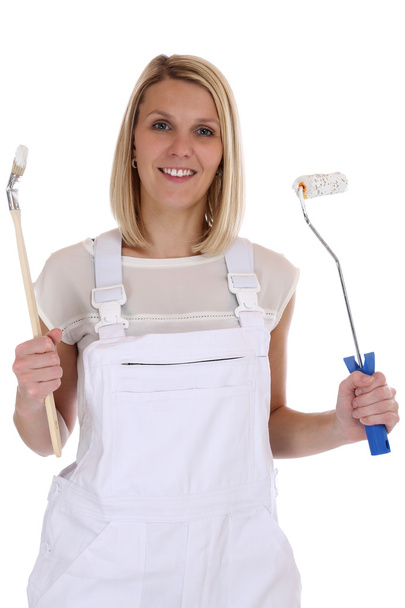 Young female house painter and decorator woman job isolated - Photo, image