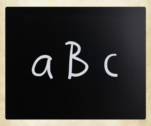 "abc" handwritten with white chalk on a blackboard - Photo, Image