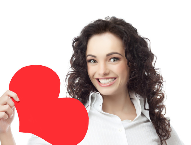 woman beauty with red heart valentine's love - Foto, Imagen