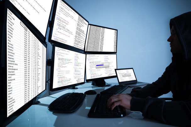 Hacker Using Computers To Steal Data - Фото, зображення