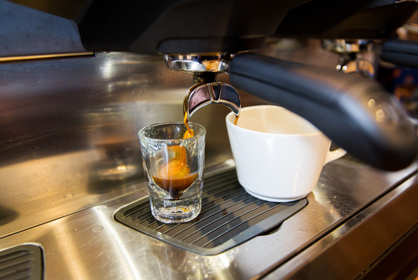 close up of espresso machine making coffee - Photo, Image