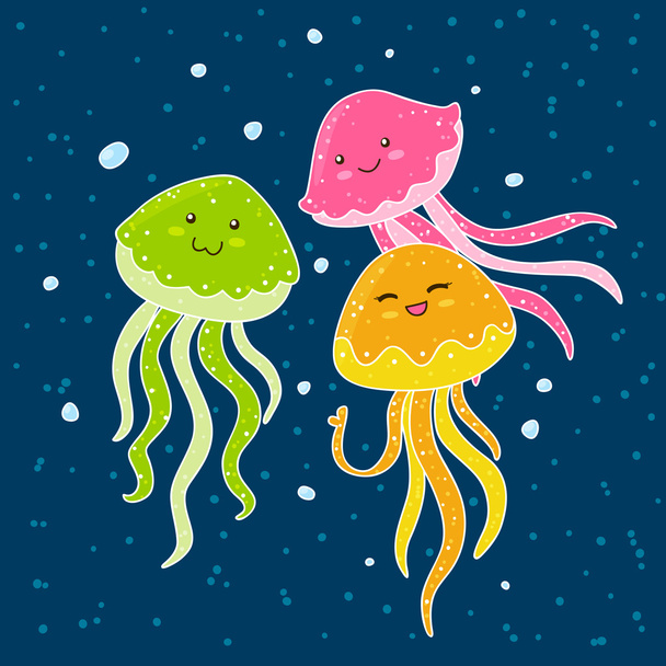 Медузы для раскраски
 - Вектор,изображение