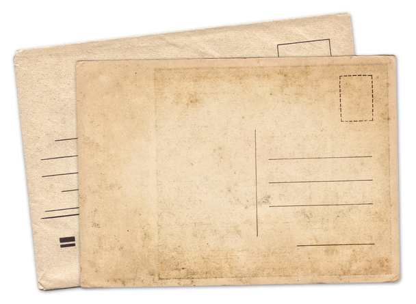 Pocztówka starodawny stary i koperty na białym tle  - Zdjęcie, obraz