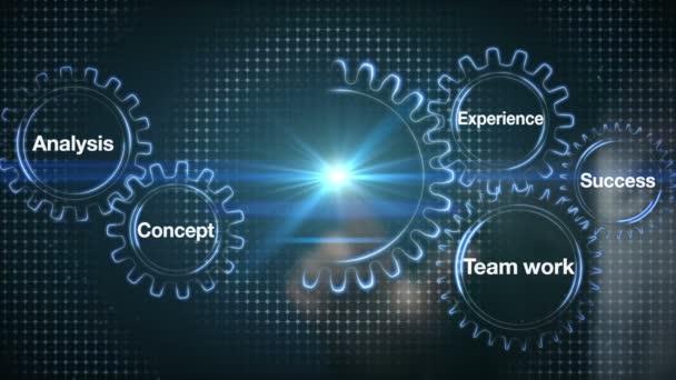 Gear with keyword, Analysis, Team work, Experience, Concept, Success, Businessman touch screen 'BUSINESS PLAN' - Video, Çekim
