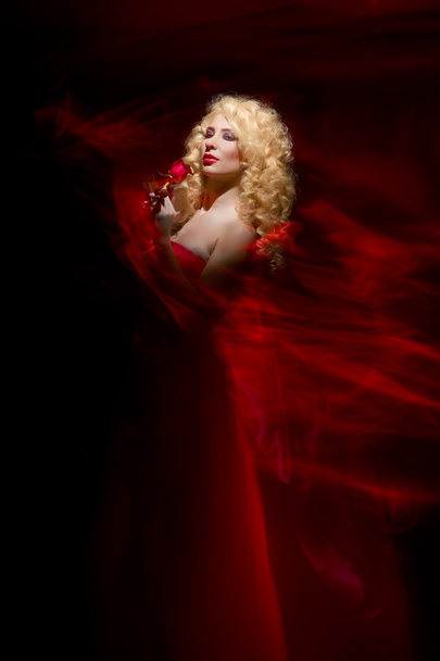 sensual woman, lady in red, Valentine's day - Φωτογραφία, εικόνα