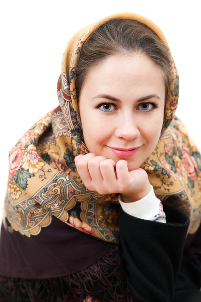woman in colorful shawl - Fotoğraf, Görsel