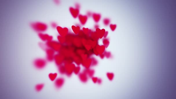 Slow motion the hearts with depth of field, Valentine's Day background. 4K - Footage, Video