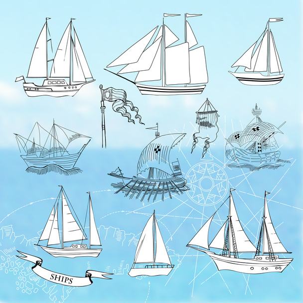 Ships.Set of sketches  - Vector, imagen