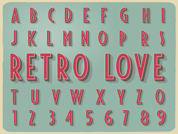 retro vintage style vector relieved alphabet with shadow and str - Вектор, зображення