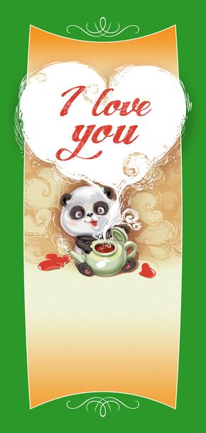 Teddybär Panda gratuliert zum Valentinstag - Foto, Bild